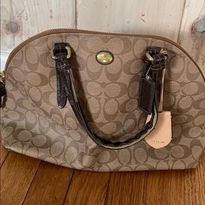 Used Brown Coach pattern Authentic Bucket purse